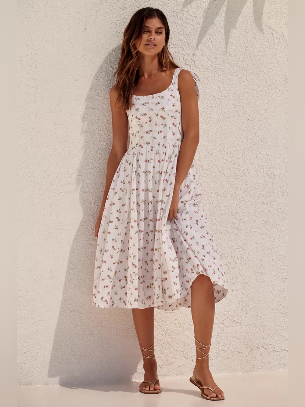 Beach Riot Maisie Dress Floral Peony Blossom White Cotton Mini Dress-Flawed